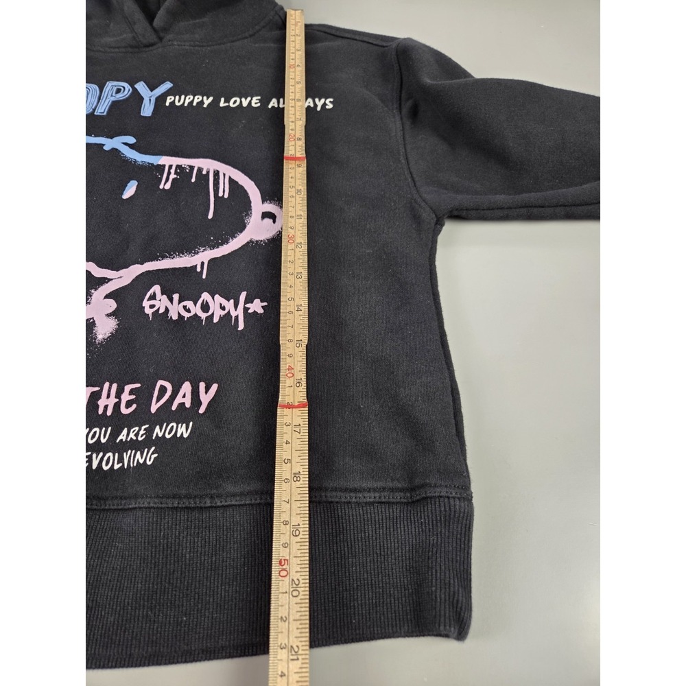 Zara Peanuts Snoopy Puppy Love Always Hoodie Black Sweater Unisex Kids 11-12 EUC - Picture 7 of 8